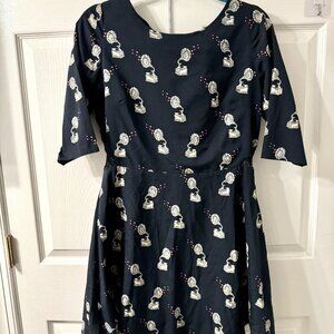 Gramophone / Record Player / Victrola Heart Print Dress | US 10/UK 14 | Like New